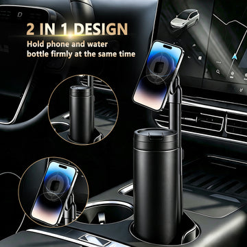NAIDUN Magnetic Car Phone Mount, Adjustable Angle, Metal Cup Holder Phone Cradle, Aluminum Alloy Multifunctional Car Phone Holder, Stable & Anti-Drop, Car Navigation Phone Accessory